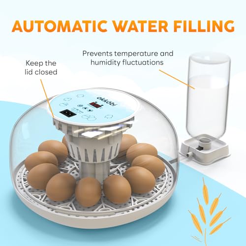 M12 Incubators for Hatching Eggs - Egg Incubator with Automatic Turner and Humidity Control - 12/24 Eggs - Incubadora de Huevos de Gallina - Easy to Use and Clean - 360° View - Blue - color: Blue