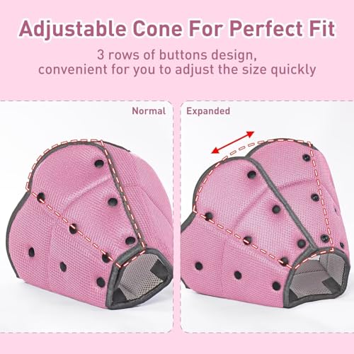 Soft Dog Cone for Dogs,Breathble Adjustable Dogs Recovery Collar | Protective Elizabethan Cones,E Collar Alternative to Stop Licking,Comfortable Dog Cones,Pink,M - color: Pink, size: M(Neck Girth:11.02"-14.17")