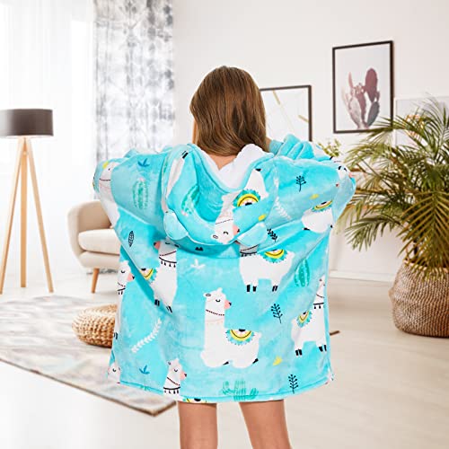 THREE POODLE Wearable Blanket Hoodie, Glow in The Dark Oversized Hoodie Blanket, Sherpa Hooded Blanket Sweatshirt for Adults Women Men Kids, Cozy Gifts - color: Alpaca, size: Kids