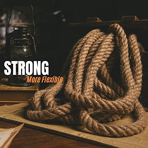 3/4" (20mm) Diameter Twisted Natural Fiber Rope: Heavy Duty Jute & Hemp Style Manila Rope for Crafts, Garden Fencing, Deck Railing & Outdoor Decorative Use (100ft Length) - size: 3/4 Inch 100Ft