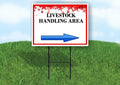 Livestock Handling Area 4Th Of July American Flag Usa Patriotic Red Blue Stars Right Arrow Single Sided 18x24 in. Yard Road Sign w/Stand - size: Single Sided Right Arrow