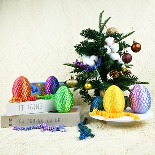 Impossmaker 8‘’ 3D Dragon Eggs with Dragon Inside, Easter Basket Stuffers Mini Egg Set Articulated Unique Easter Basket Essentials for Adults Kids (6 Pack) - style: 6P-S3
