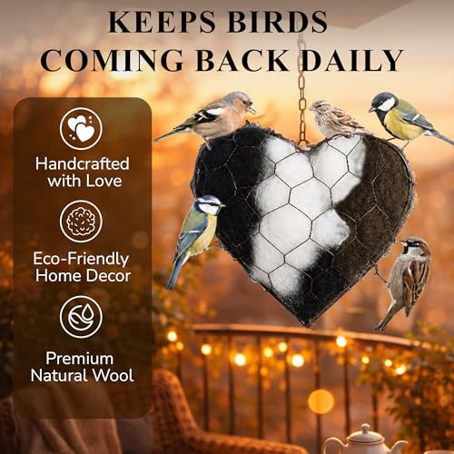 TRIVANO Handmade Alpaca Fiber Bird Nesting Heart – Natural Bird Nesting Material for Wild Birds, Soft Alpaca Bird Nesting Heart for Garden Trees & Backyard Birds.