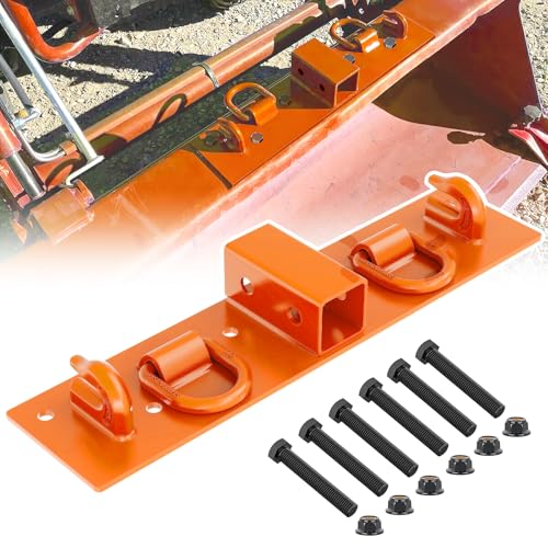 Nilight 3/8" Tractor Bucket Grab Hooks 1/2" D Rings & 2" Receiver Orange | With 1/2" Tie Down Ring Grade 70 Forged Steel Bolt-On for John Deere Compact Tractor Bucket RV UTV Truck Max 4700LBS - color: Grab Hooks w/ Ring/Receiver Orange