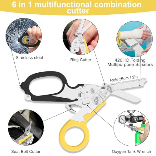 6-in-1 Heavy-Duty Emergency trauma shears (Black Yellow) - color: Black Yellow