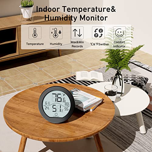 Indoor Digital Hygrometer Thermometer for Room Temperature Humidity Meter | SECRUI Thermometer Accuracy Calibration LCD Temperature Sensor with Maximum and Minimum Records,2 Pack - color: Black, size: TH1 x2