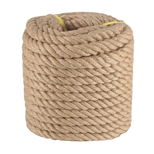Twisted Manila Rope 1 in x 164 ft Thick Hemp Rope Natural Jute Ropes for Railing Docks Tug of War Decorating Crafts Nautical Landscaping Swing Hammock - size: 1inch x 164feet