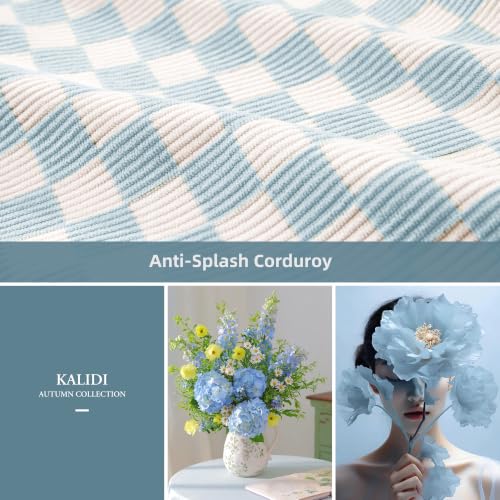 KALIDI Corduroy Tote Bag, Large Slouchy Hobo Messenger Crossbody Bag | Anti Splash Zipper Side Pockets Shoulder Bag Adjustable Strap Lightweight Casual Work Shopping Women - color: Blue Checkered