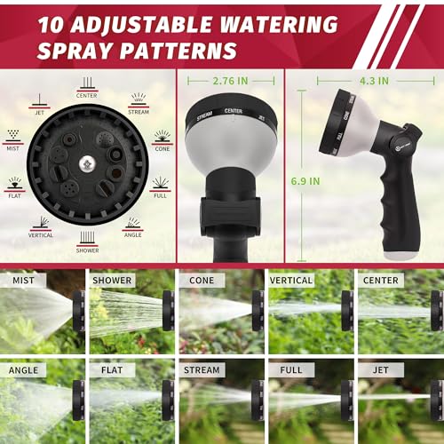 AUTOMAN Garden Hose Nozzle Sprayer - 10 Spray Patterns, 2 Pack Thumb Control Water Hose Nozzle Outdoor, Heavy Duty Spray Nozzles for Watering Garden, Cleaning Window, Washing Car, Showering Pets - color: Black