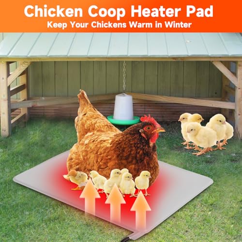 Chicken Heating Pad with Adjustable Digital Thermostat, Electric Chicken Heated Mat with Chew Resistant Cord, Waterproof Outdoor Chicken Coop Heater for Baby Chicks, Brooder Heater Warming Pad, White - color: White