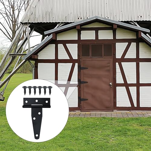 T Strap Hinges Heavy Duty, Shed Door Gate Hinges(Black) | 3 inch t hinges Heavy Duty Black Outdoor Tee Hinge for Wooden Fences, Barn Door Gates Hinge for Shed Door Hardware - size: 4 Pcs *3 inch