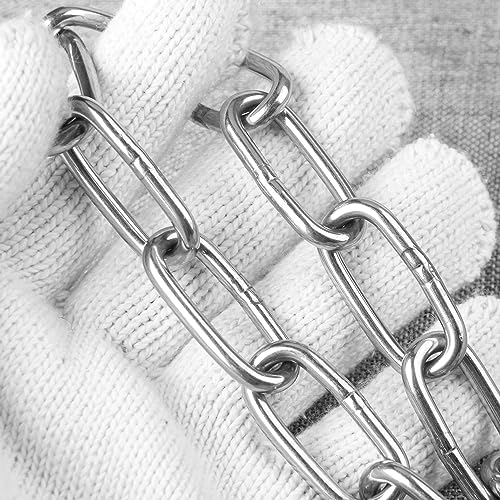 33 Ft Stainless Steel Chain, 4 mm Heavy Duty Chain, Hanging Chain for Hanging Clothing?Decorations?Chair, securing Gates and Fences, anchoring Camping Equipment and More.by Genhakon - size: 33 Ft 5/32 inch