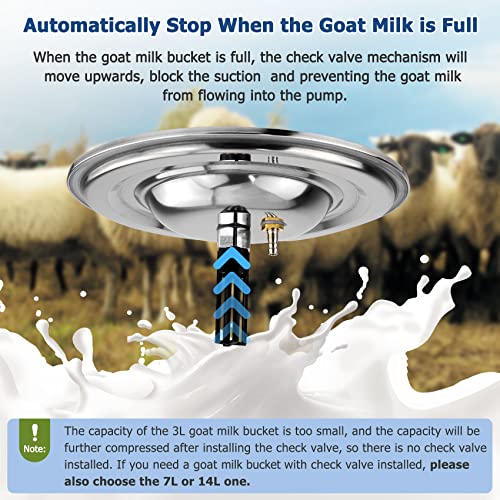 2026 Upgrade 14L Goat Milking Machine, Continuously Adjustable Suction Pulsation Vacuum Electric Milker, Portable Livstock Milking Machine with Stainless Bucket(US Plug)(14L Goat) - size: 14L Adjustable Sheep Milking Machine