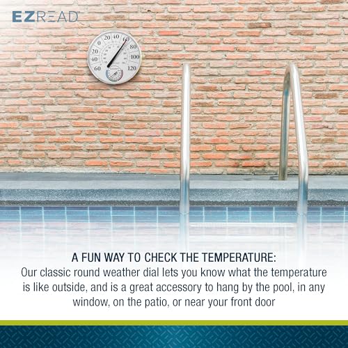 Headwind Decorative Dial Thermometer - 12.5 Inch Indoor & Outdoor Wall Thermometer – Weather Resistant Patio Dial for Garden Use - Solar by EZRead - color: Thermometer & Hygrometer