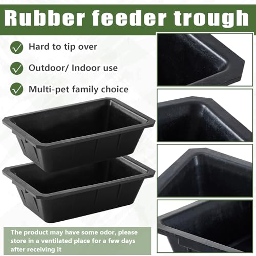 Sadnyy 3 Pcs Rubber Feeder Pan, Horse Feed Bucket Rubber Feed Pan Large Utility Heavy Duty Horse Trough Feeder for Goats Horses Livestock Animal Feeding (10.56 Qt/ 2.5 Gallon) - size: 10.56 Qt/ 2.5 Gallon