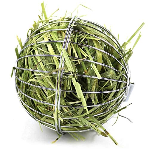 Tfwadmx Rabbit Hay Feeder, Grass Play Hay Ball Chew Toy Stainless Steel Food and Grass Frame Bowls, Small Animals Hay Manger Dispenser for Hamsters Gerbils Chinchillas Guinea Pigs
