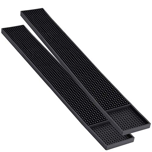 2PCS 23.65 x 3" Rubber Bar Mats, Non-Slip Bar Service Spill Mat for Station | Bar Table Mat Restaurant Kitchen Counter Bar Pad for Mixing Drink, Anti-Skid Heat Resistant Barber Station Mat for Hair Salon - size: 23.65x3.15" - 2PCS