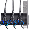 Gimars Dog Grooming Scissors Kit Professional 4CR with Safety Round Tip, 5 in 1 Heavy Duty Titanium Coated Thinning & Curved & Straight Shears - style: Professional Black 5 in 1