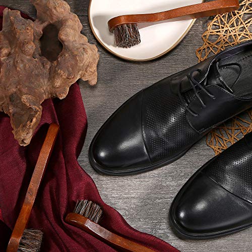 Jovitec 5 Pack Horsehair Polish Applicator Brush Kit Saddle Soap Shoe Shine Brush Dauber Wooden Care Shine Clean for Leather Boot Bag - color: Brown