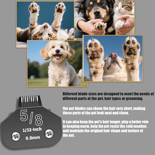 3 Pack 5/8N Detachable Dog Grooming Steel Blades,Compatible with Andis,Oster A5,Wahl KM-10 Series,Cut Length 1/32" 0.8MM （Black） - size: 5/8N-0.8mm 3 Pack