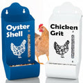 Chicken Grit and Oyster Shell Feeder Combo (Combo-Blue/White, Starter Size) - color: Combo-Blue/White