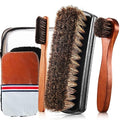 6 Pcs Horsehair Shine Shoes Brush Kit Polish Dauber Applicators Cleaning Leather Shoes Boots Care Brushes Suede Cleaner Brush with Microfiber Shoe Gloves(6 Pcs Style E) - style: 6 Pcs Style E
