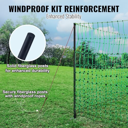 Happybuy Electric Fence Netting, 48" H x 168' L, PE Fencing Kit with Posts & Double-Spiked Stakes for Poultry, Portable Mesh for Backyards, Farms, and Ranches