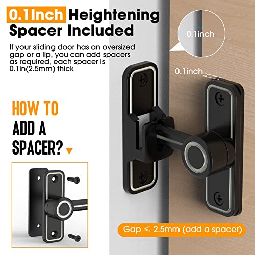 Sliding Barn Door Lock Hardware, 90 Degree Locks for Barn Doors, Flip Gate Latches for Garden, Bathroom, Outdoor, Garage, Window (Luminous Black) | Flip Gate Latches for Garden, Bathroom, Outdoor, Garage, Window, Barn Doors - color: Luminous Black