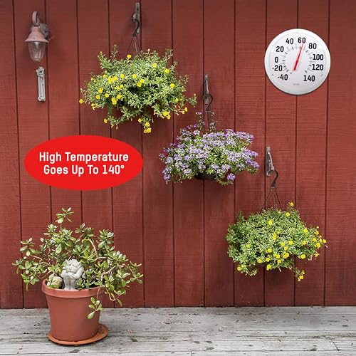 Taylor Big & Bold Outdoor Wall Thermometer, 13.25-Inch Weather-Resistant Patio Thermometer for High Temperature Readings, Easy-to-Read Numbers for Garden, Porch, Deck, Backyard, or Indoor Use, White - color: White, size: 13.25 inches (Pack of 1)