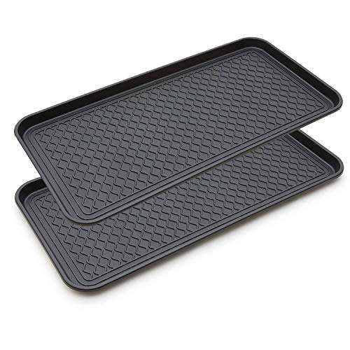 2 Pack Large Multifunctional Tray Mat Washable Indoor or Outdoor Tray Mat for Shoes Boots Plants Pots Paint Tins Pet Bowls Car Storage, 30 x 15 x 1.2 Inches - color: Black