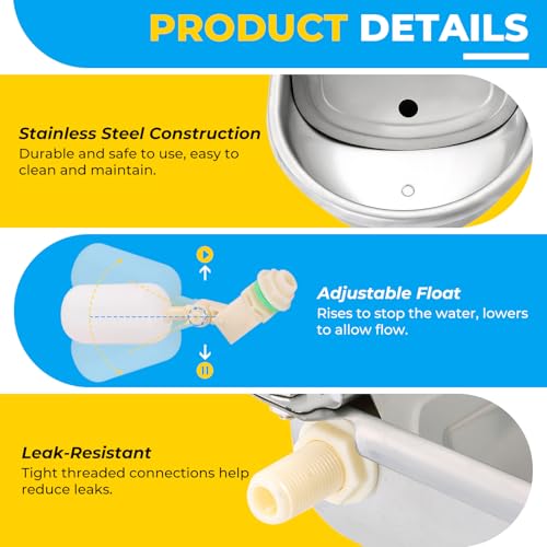 NATGAI Automatic 304 Stainless Steel Waterer Bowl with Drainage Hole | Automatic Cow Drinking Water Bowl with Float Valve Water Trough Farm Grade for Horse Cattle Goat Sheep Dog