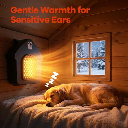 Dog House Heater with Thermostat, Outdoor Pet Heater with Anti-Bite Cord, Chicken Coop Heater, Wall-Mounted Heater for Dog House Outdoor, Suitable for Dogs Cats Chickens Hamsters