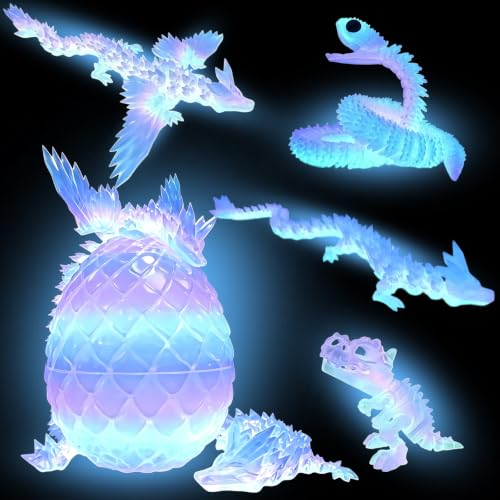 5 Pcs，12" 3D Printed Noctilucent Rainbow Dragon Eggs,Dinosaur,Crystal Dragon Toys,Snake, Animals,Fidget Toy,Desk Executive Toy，Easter Eggs Basket Stuffers,Toys for Boys Kids Teen 5-7 4-6 8-12 - color: Pp-06