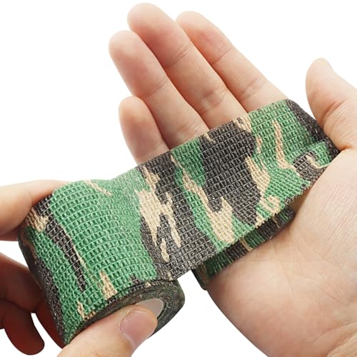 Breathable Bandage Wrap, Green Camouflage, 6 Pack, 2" x5 Yards | Self Adhesive, Vet Tape, Elastic Cohesive Wrap, Self-Adherent Sports Tape, For Pets Athletic - color: Green Camouflage