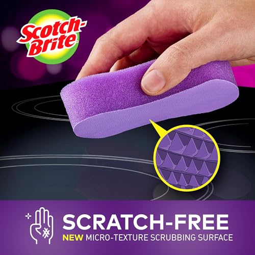 Scotch-Brite Glass Cooktop Pads, Scratch-Free & Non-Abrasive Scrubbers for Glass or Ceramic Stovetops, Cleans Burnt-On Messes with Just Water, Reusable Dishwasher-Safe Design (6 Pads) - size: 6 Pads