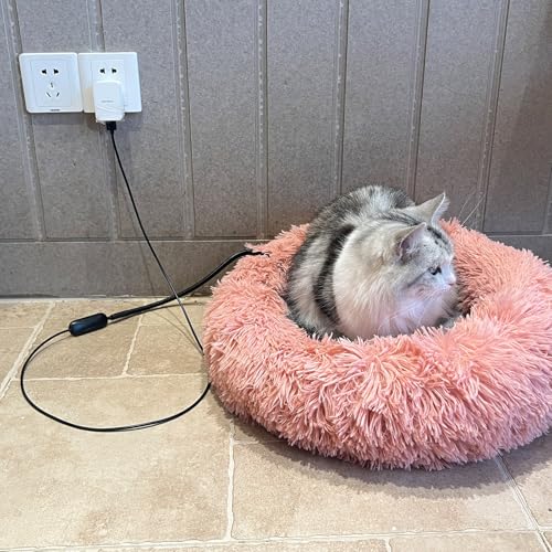 USB Pet Heating Pad – Turns Any Pet Bed Heated (Use Inside Bed), 5V/2A Required, 5-Temp & Timer, 140°F Auto Shut-Off, Waterproof Warmer for Cats/Dogs, Power Bank/Wall Powered (14"x14") - size: 14"x14" Round
