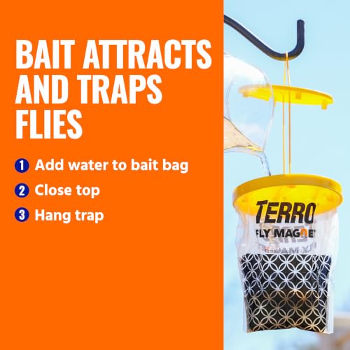 TERRO Fly Magnet Disposable Outdoor Fly Trap with Bait - T524 - Outdoor Fly Trap - Attract & Trap Flies Easily - Effective Insect Control