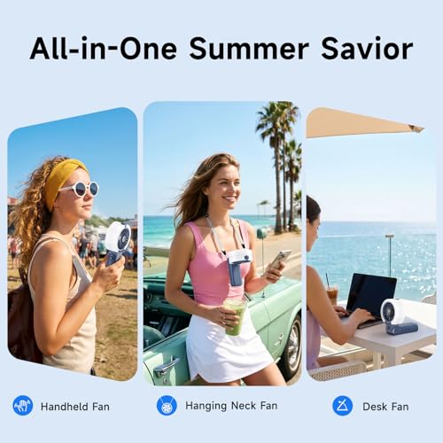 HandFan 4000mAh Handheld Turbo Misting Fan, 100 levels Adjustable High Speed Mister Fan, Portable Spray Water Mist Fans, Foldable Mini Hand Fans for Summer Beach Travel Concerts Disney(Royal Blue) - color: Royal Blue