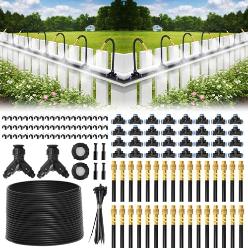 Bluepro Drip Irrigation System 200FT 1/4", 2026-Upgrade Garden Sprinkler Kit with 32PCS 360° Adjustable Copper Nozzles, Automatic Misting Watering System for Raised Beds, Greenhouse, Lawn, Patio - size: 200FT