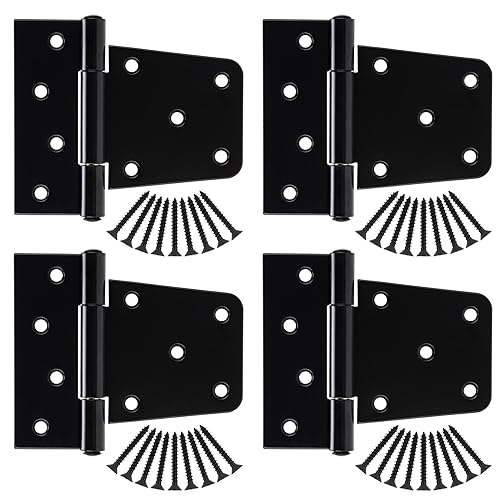 HILLMASTER 3.5 inch Heavy Duty Gate Hinges Fence Door Hinges Durable Gate Strap Hinge for Indoor Outdoor, Gate Hardware Kit for Shed, Wooden Fences, Vinyl Fence Gate, Barn Door, Garage, 4 Pack - size: 4 Pack