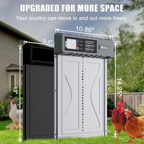 Automatic Chicken Coop Door Solar Powered, 4 Modes Blue Chicken Door | Automatic ，Solar Powered ，Timer, Remote Control, Anti-Pitch Aluminum Alloy Auto House Door for Chicken, Duck, Poultry - color: Blue