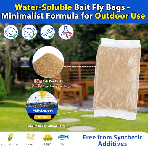 6 Pack Disposable Fly Traps Outdoor, Hanging Fly Bags for Patio Farm Ranch | Fly Hunter with Bait for Flying Insects, Waterproof Fly Catcher for Chicken Coop Barn - size: 6 Packs