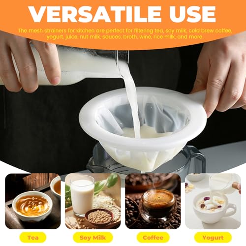 4 Pack Fine Mesh Strainer Set, 100/200/300/400 Ultra Fine Mesh Sieve Small Kitchen Filter Colander with Handle for Soy/Nut Milk, Juice, Yogurt, Coffee, Kefir, Liquids