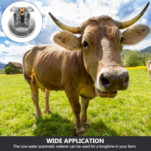 Totority Automatic Cow Water Bowl Stainless Steel Livestock Water Feeder Float Valve for Cattle Sheep and Pigs Convenient Self-Filling Design
