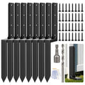 8-Pack Fence Post Saver Kit, 1/8-Inch 11-Gauge Galvanized Steel Ground Anchors, No-Dig Repair Spike for 4x4 & 6x6 Wood Posts, Heavy-Duty H-Shape Stake with Double-Layer Rust Shield