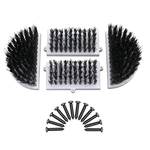 Heavy Duty Boot Scrubber Replacement Brushes Set with Solid Plastic Base - 4-in-1 Shoe Scraper Refill Kit (2 Side, 2 Bottom) & Screws - Custom Fit for Specific Models (Not Universal)