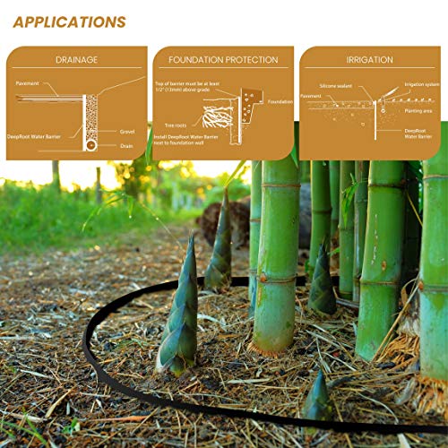DeepRoot Water & Bamboo Root Barrier, HDPE, 30" x300' 60mil, USA Made | Durable HDPE blocks roots & water intrusion; easy-cut install; joins with sealant tape; 100% recycled, fully recyclable. - size: 30-Inch by 300-Feet Roll, 60mil Thickness, style: 60mi