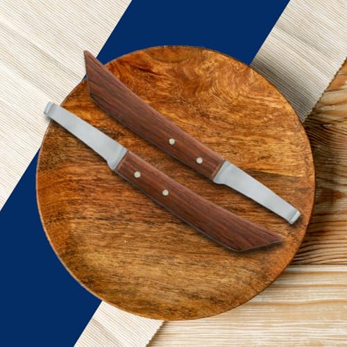 Hoof Knife Double Edged Wide Straight Blade,Stainless Steel Curved Blade Farrier Tool with Wooden Handle (Left Hand) - style: Extra Long Shaft - LH