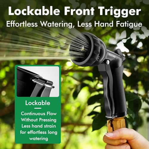 RESTMO Garden Hose Nozzle, Heavy Duty Water Hose Nozzle with 7 Adjustable Spray Patterns, High Pressure Hand Sprayer with Flow Control, for Watering Plants & Lawns, Washing Cars & Pets, Flash Black - color: Flash Black