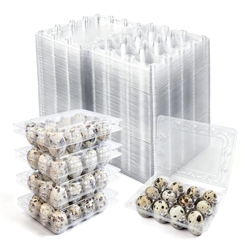 80 Pack Quail Egg Cartons 12 Grid, Heavy Duty Snap Lock Clear Plastic Small Egg Container, Stackable Bulk Tray for Quail Pigeon Button Eggs - Not for Chicken Eggs